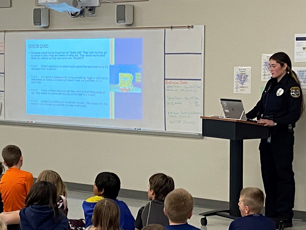 4th and 5th students had a social media presentation by Officer Miranda today.